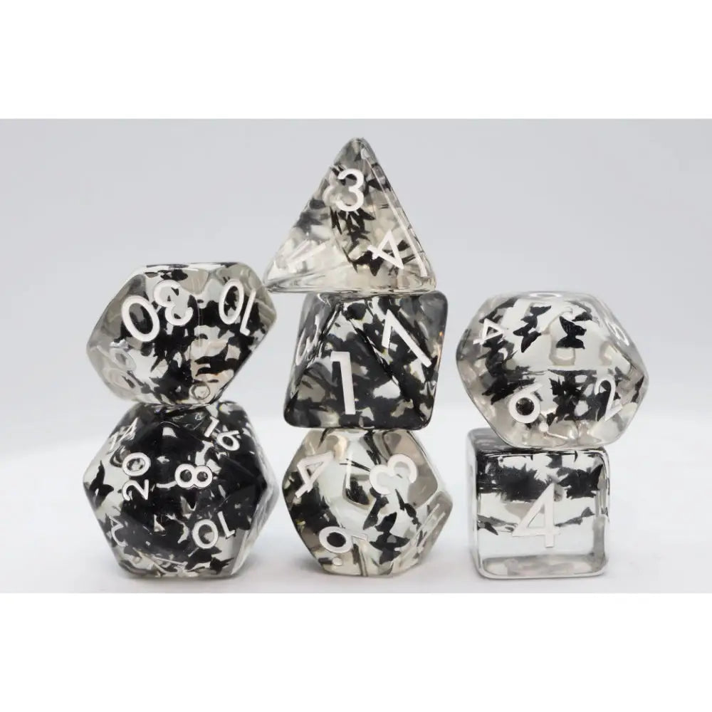 Black Butterfly Kiss Polyhedral (D&D) Dice Set (7) Dice & Dice Supplies Foam Brain Games   