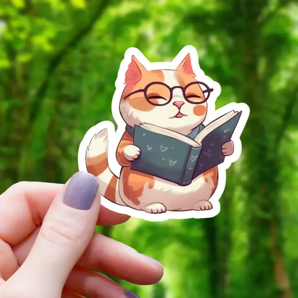 Cat Professor Reading Sticker Toys & Gifts Mimic Gaming Co   