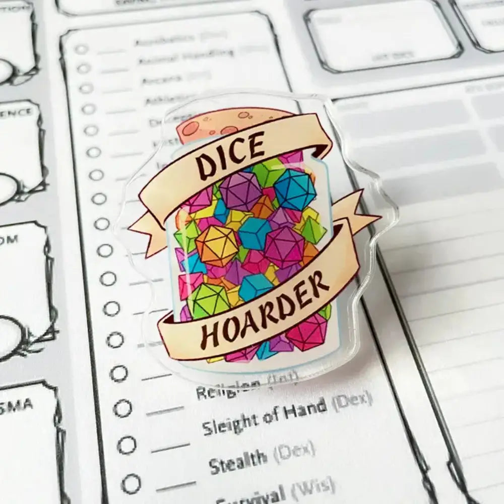 Dice Hoarder Acrylic Pin Toys & Gifts TheStarfishface