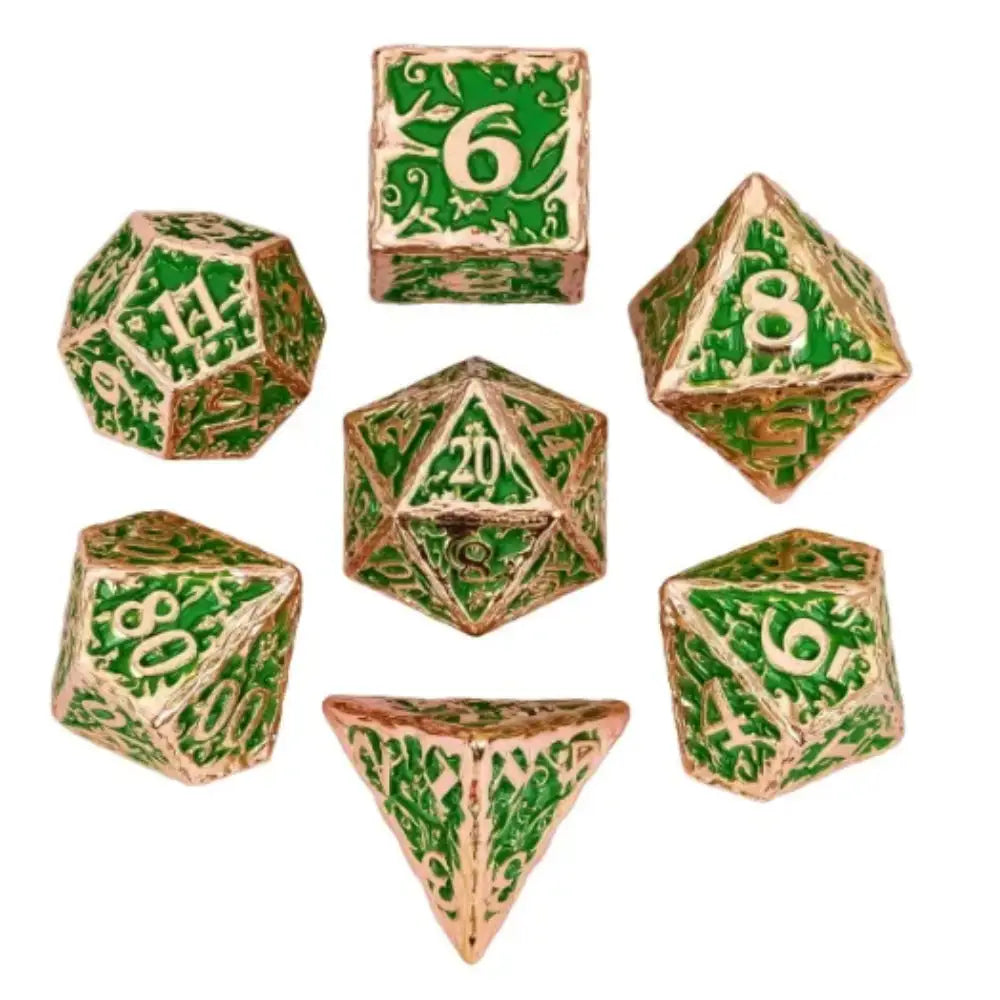 Enchanted Dice Leaves & Branches Metal Polyhedral (D&D) Dice Set (7) - Dice & Dice Supplies