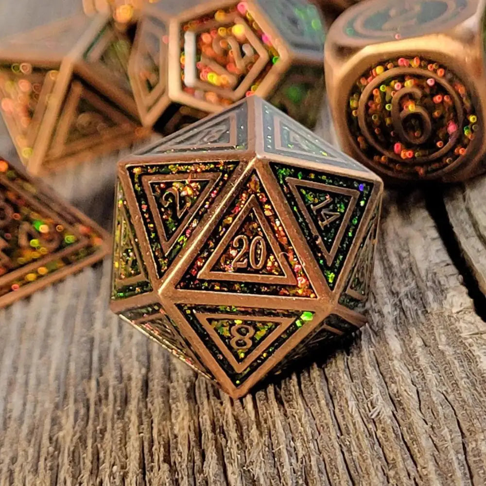 Forest Embers Metal Polyhedral (D&D) Dice Set (7) Dice & Dice Supplies Forged Gaming   