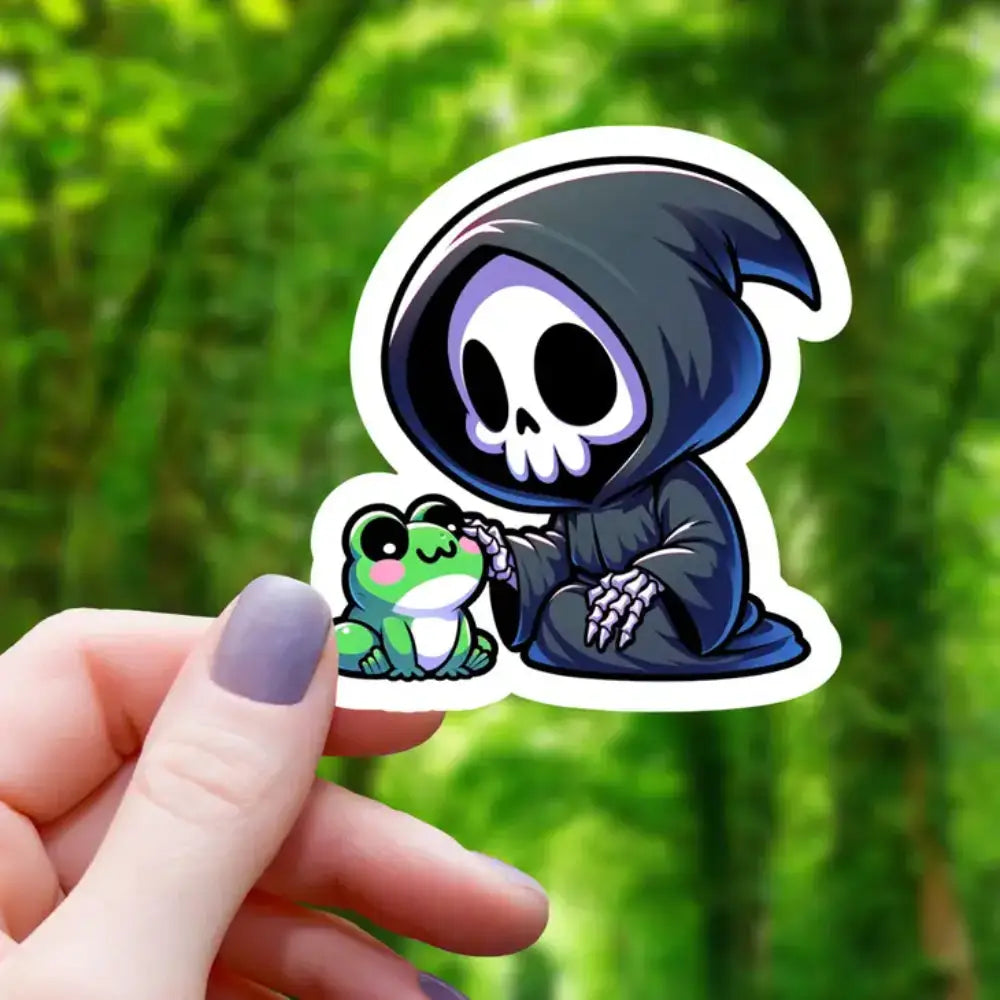 Grim Reaper Petting Frog Sticker Toys & Gifts Mimic Gaming Co   