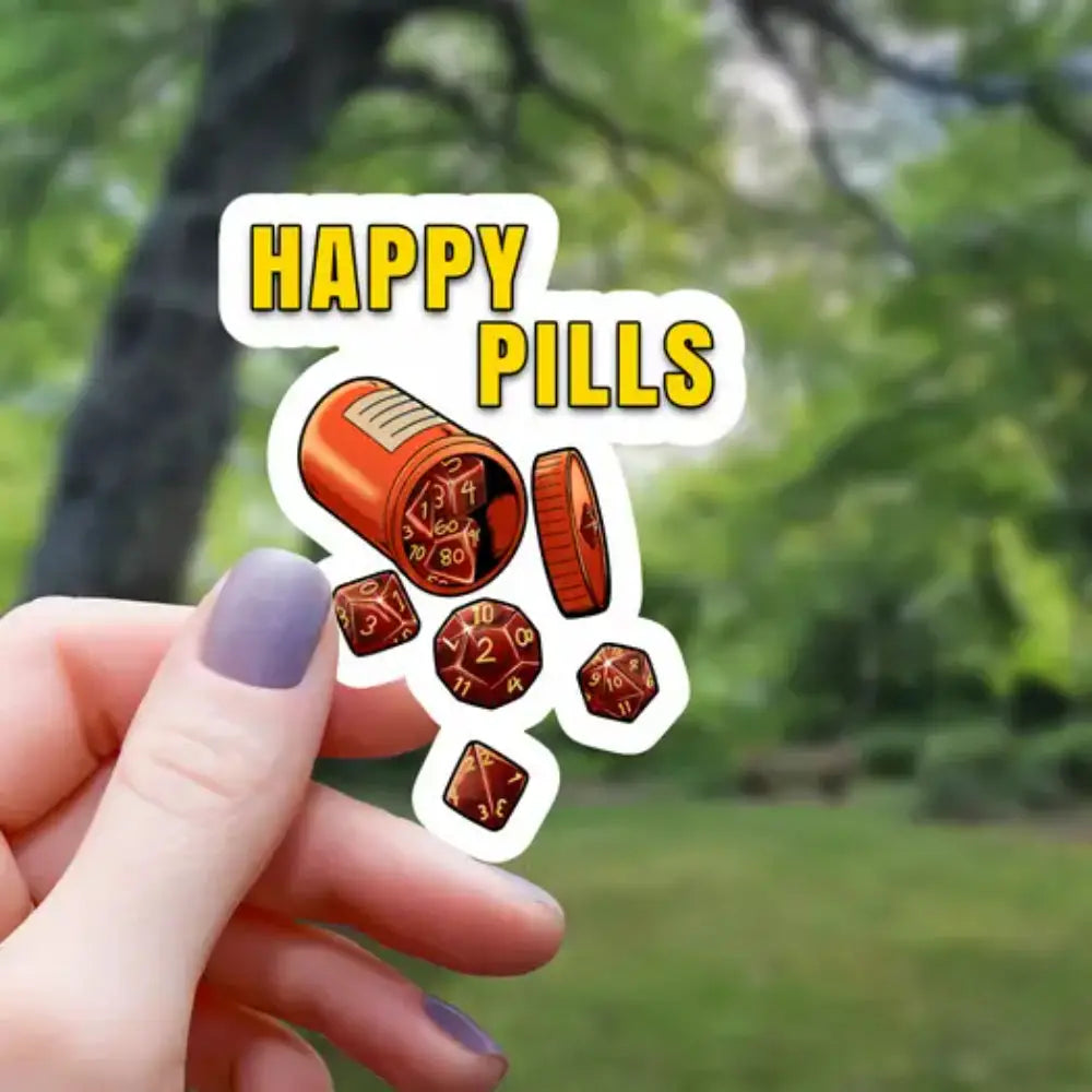 Happy Pills Polyhedral Dice Sticker Toys & Gifts Mimic Gaming Co   