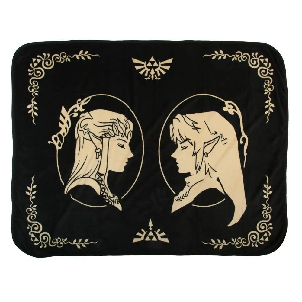 Link and Zelda Portraits Fleece Blanket Toys & Gifts Bioworld   